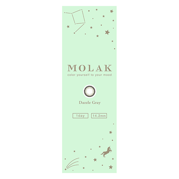 宮脇咲良（さくらたん）イメージモデルのカラコン「MOLAK」のダズルグレーのパッケージ画像